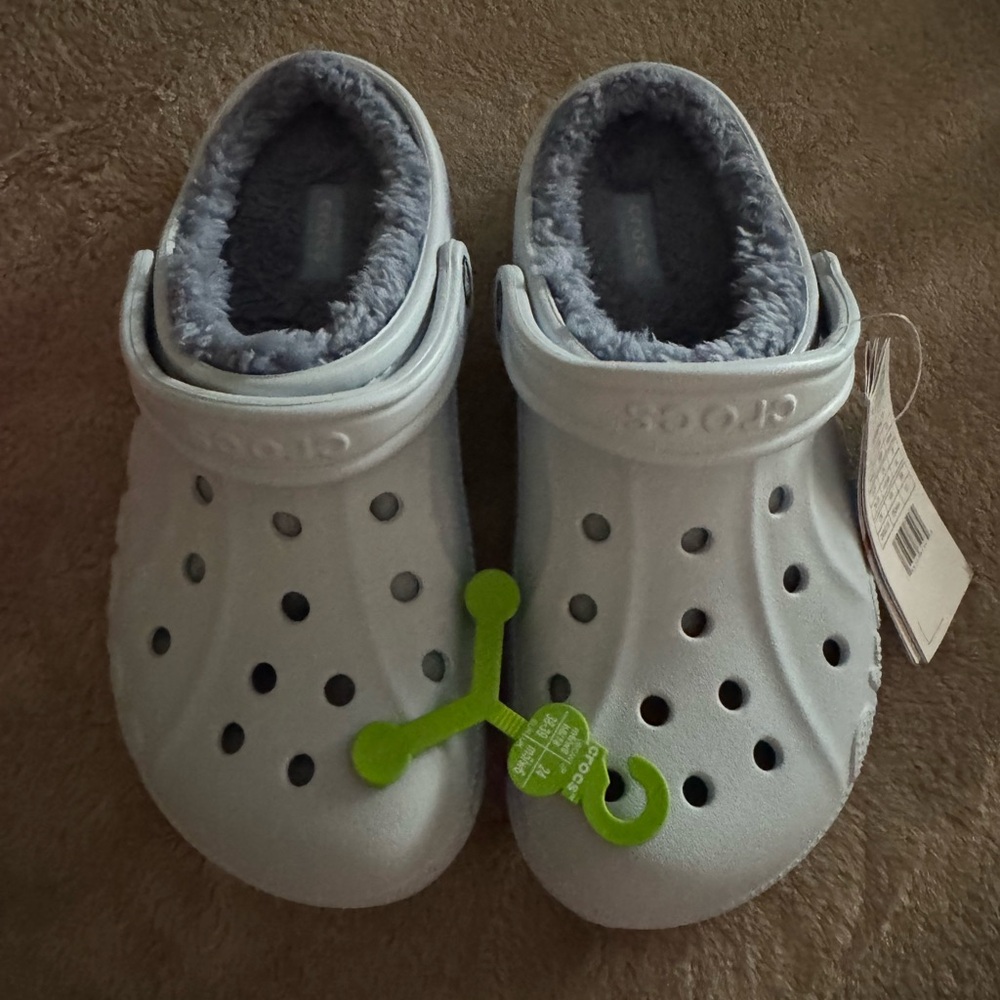 CROCS Light Blue Fleece-Lined Mules